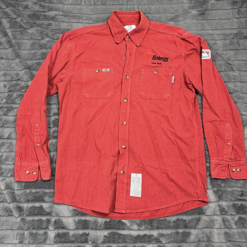 Tyndale FRMC Flame Resistant Shirt Mens Large Red Entergy Workwear Arc 9.1 USA